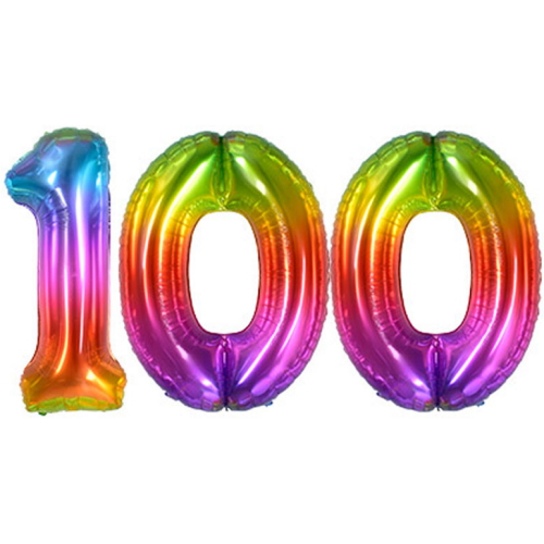 생일파티 숫자풍선 대형 레인보우 100