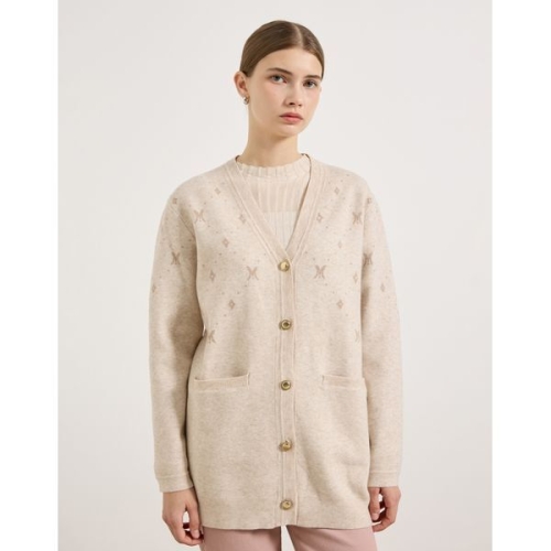 더 더 메탈장식 브이넥 가디건-R1F12KCD510