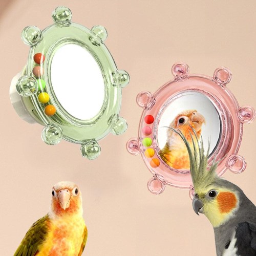 딩동펫 앵무새 걸이형 미러 구슬 회전 장난감 2종 세트_이미지
