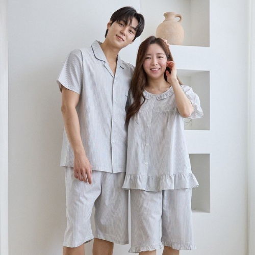 바풀 CA4S100-16 커플잠옷 순면 파자마 잠옷 상하 남녀_이미지