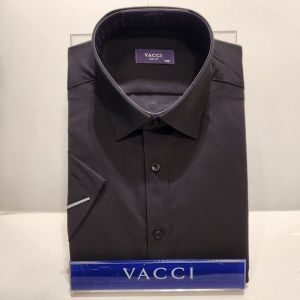 바찌 남성 여름 반팔 슬림핏 구김없는소재 블랙 솔리드 검정색와이셔츠 VD1N2BS 611K0