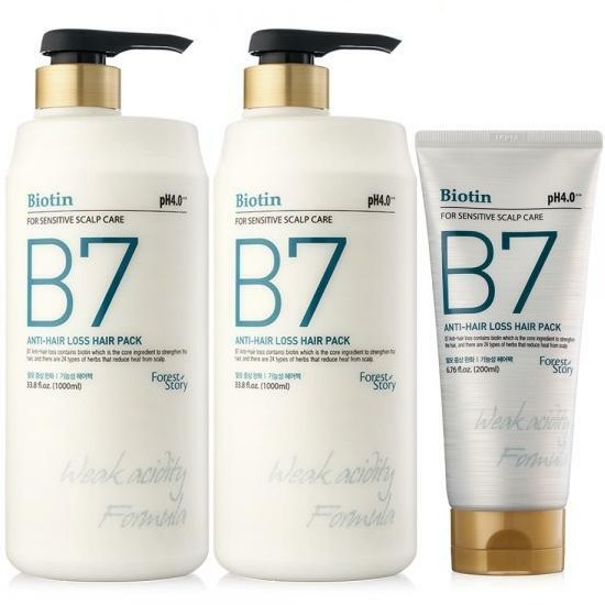 웰코스 포레스트스토리 B7 안티헤어로스 헤어팩 1000ml (2개+200ml 1개)