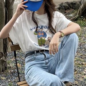 필링 레터링 반팔 티셔츠 여름/썸머/원마일룩/홈캉스/라운드넥/이너티/기본티/장마 530719