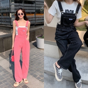 OMT 여성 멜빵바지 데님 오버롤 빅사이즈 점프수트 청멜빵_OFSWOVR2
