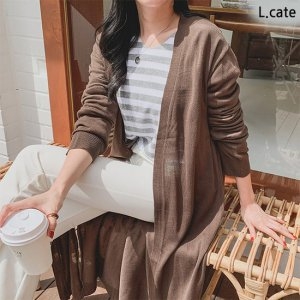 빌리버스 엘케이트 여자 가디건 LRT3129 여성 무지 노버튼 베이직 롱 로브 여성패션