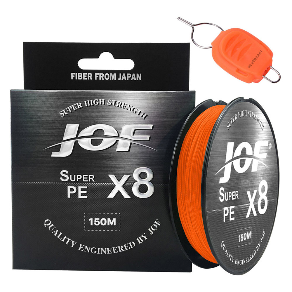 슈퍼PE 8합사 낚시줄 150m + 실버캐스트 라인 스토퍼 세트 오렌지