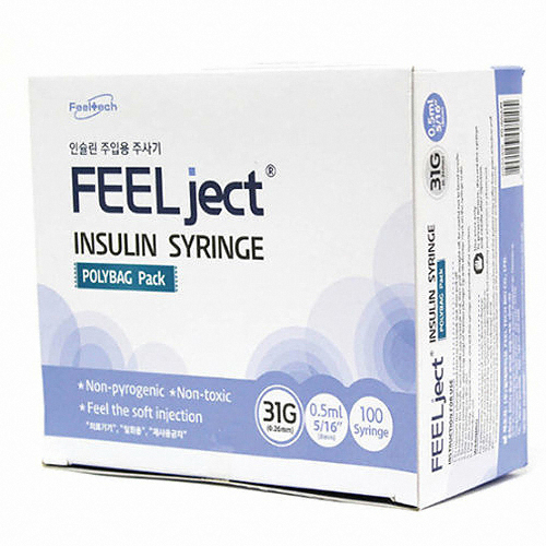 필텍 인슐린 주사기 31G 8mm 1ml (100개)_이미지