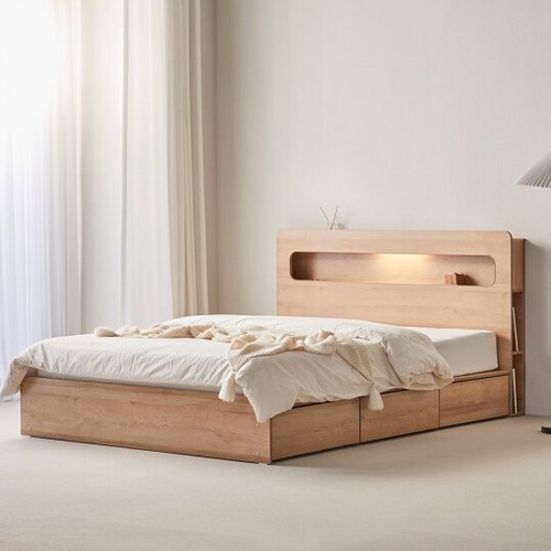 휴먼앤퍼니처 셀린 책장 수납 LED침대 K