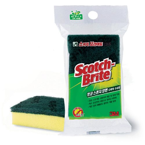 3M 스카치브라이트 항균 스펀지 양면 다목적 수세미 (대) (1개)_이미지