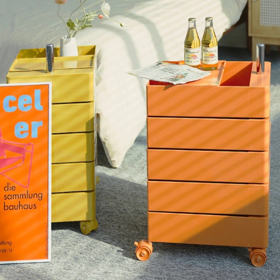 가쯔  3세대 이동식 360도 회전 사각 5단 트롤리