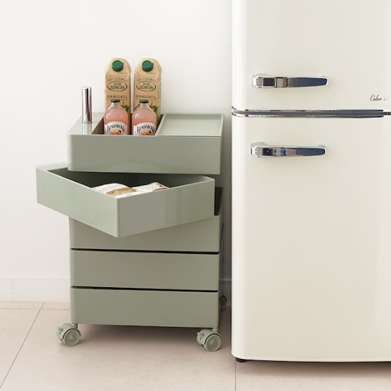 가쯔 3세대 이동식 360도 회전 사각 5단 트롤리_이미지