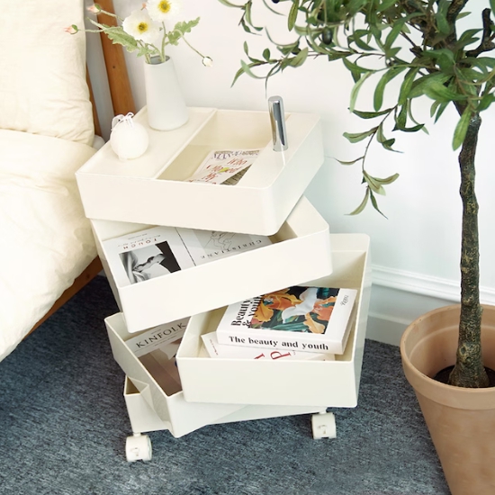 가쯔 3세대 이동식 360도 회전 사각 5단 트롤리_이미지