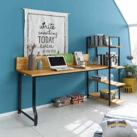 아름이와다움이 나르샤 소나무원목 스틸 4단 h형 책상세트 (1500x620)