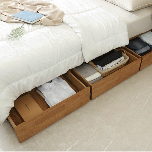 리빙디자인연구소 헤이몰리 클라인 원목 템바보드 호텔 수납 LED침대 SS+사이드패널 (매트별도)_이미지