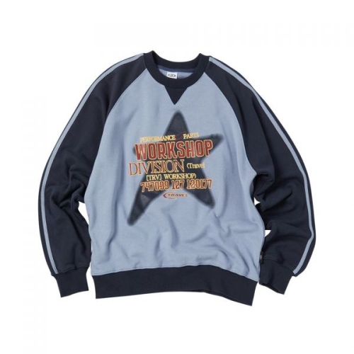 수프 트래블 TRAVEL 레이 스타 콤비네이션 래글런 스웨트셔츠 그레이시 블루 TRTFAWCR96UC7 3038740