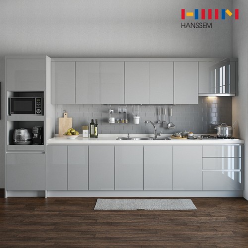 한샘 밀란 100 퓨어그레이 ㅡ자 키큰장형 (~3.2m)_이미지