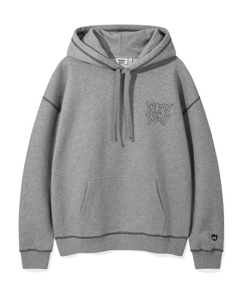 비케이브 와키윌리 코드그라피 스몰 스퀘어 컬러 로고 후디-멜란지 그레이 97U216 27L918