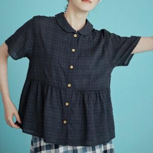 치키타 셔링 셔츠 4부 도트 네이비 232303ONV_이미지