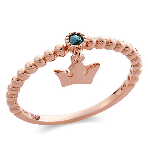 비앤비골드 14K 반지 볼볼이 크라운 원큐빅 러프블루 반지 NPR21946