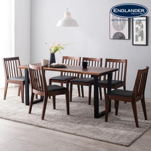 잉글랜더 산타로사 장미목 우드슬랩 원목 식탁 1600 (의자6개)_이미지
