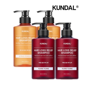 카페인 탈모 샴푸 일랑일랑 500ml 2개+맥주효모 탈모 샴푸 시트러스포멜로 500ml 2개 4종세트