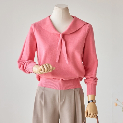 커스텀에이블 브이넥 타이 긴팔 니트_T2602KN032A