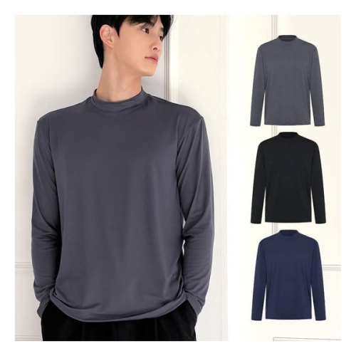 크리스티 남자 기모 반목폴라 티셔츠 3매세트 반 폴라 모크넥 겨울 기본 긴팔 티 152070