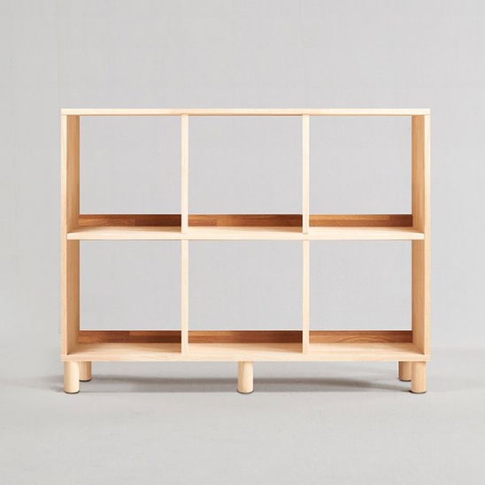 마셀 2단 6칸 고무나무 다리형 오픈 책장 1147