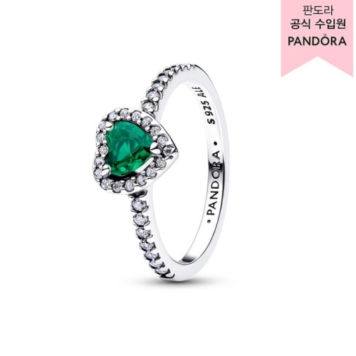 판도라 엘리베이티드 로열 그린 프렌드십 하트 반지 198421C07