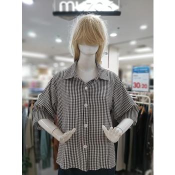 무자크 세이브존09 고방 체크 7부 블라우스 MQ6WBL27 E51867198_이미지