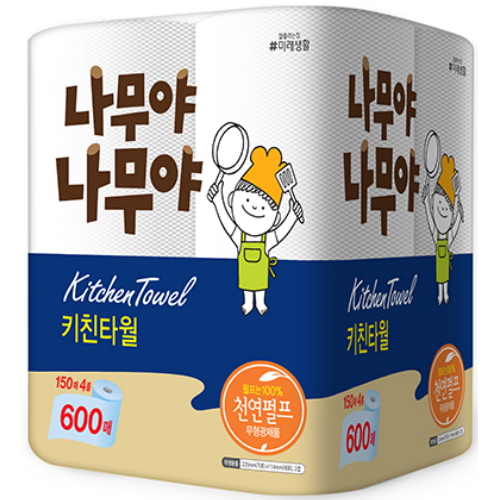 나무야나무야 키친타월 150매 (4입)이미지입니다. 누르면 해당 게시물로 새창이동합니다.