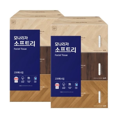 모나리자 소프트리 미용티슈 230매 (6입) (2팩(12입))_이미지