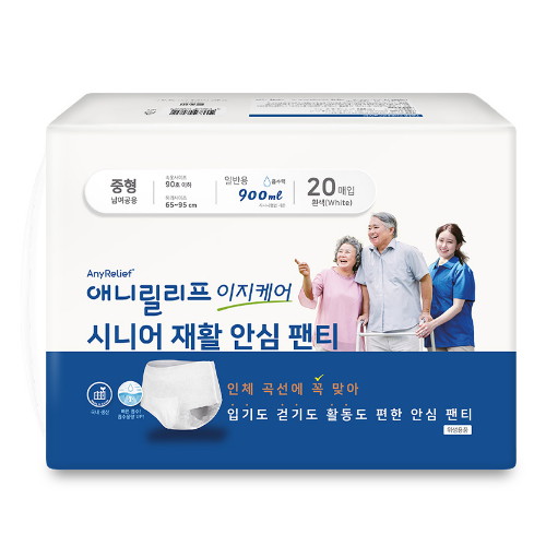 이앤더블유 애니릴리프 이지케어 시니어 재활 안심 팬티 중형 20개 (4팩(80개))_이미지