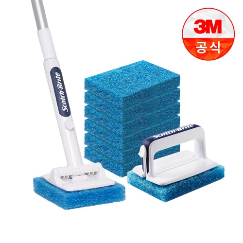  스카치브라이트 올인원 욕실청소용 크린스틱 핸들 + 롱핸들 [본품1개 + 리필8개]