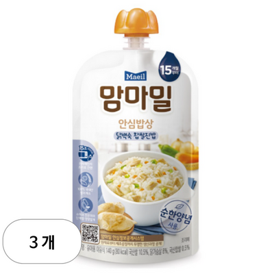 매일유업 맘마밀 안심밥상 닭백숙 찹쌀진밥 140g (3개)_이미지