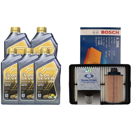 에쓰오일 세븐 골드 #9 C2&C3 5W30 5L + 필터세트 쌍용 뷰티풀 코란도 1.6 디젤_이미지