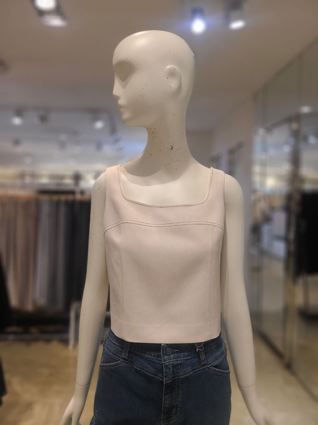 숲 스퀘워넥 민소매 크롭 블라우스 SC5TS80_이미지