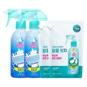 온더바디 코튼풋 발을씻자 풋샴푸 쿨링 385ml 2개 + 리필 500ml 2개_이미지