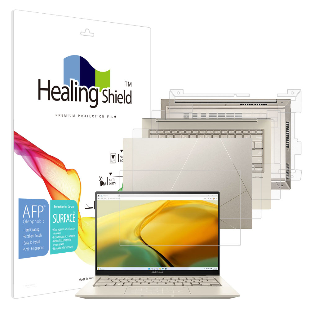 폰트리 힐링쉴드 ASUS 젠북 14X OLED UX3404 올레포빅 고광택 (액정보호필름 + 외부보호필름 3종 세트)_이미지