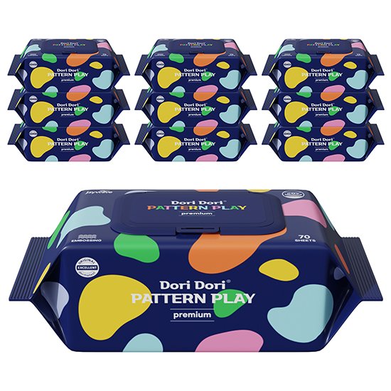 제이웨이브 도리도리 패턴플레이 프리미엄 물티슈 캡형 70매 (10팩)