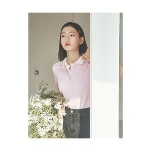  빈폴 LADIES B. my 피케 조직 T칼라 니트 라이트핑크 BF5451N02Y
