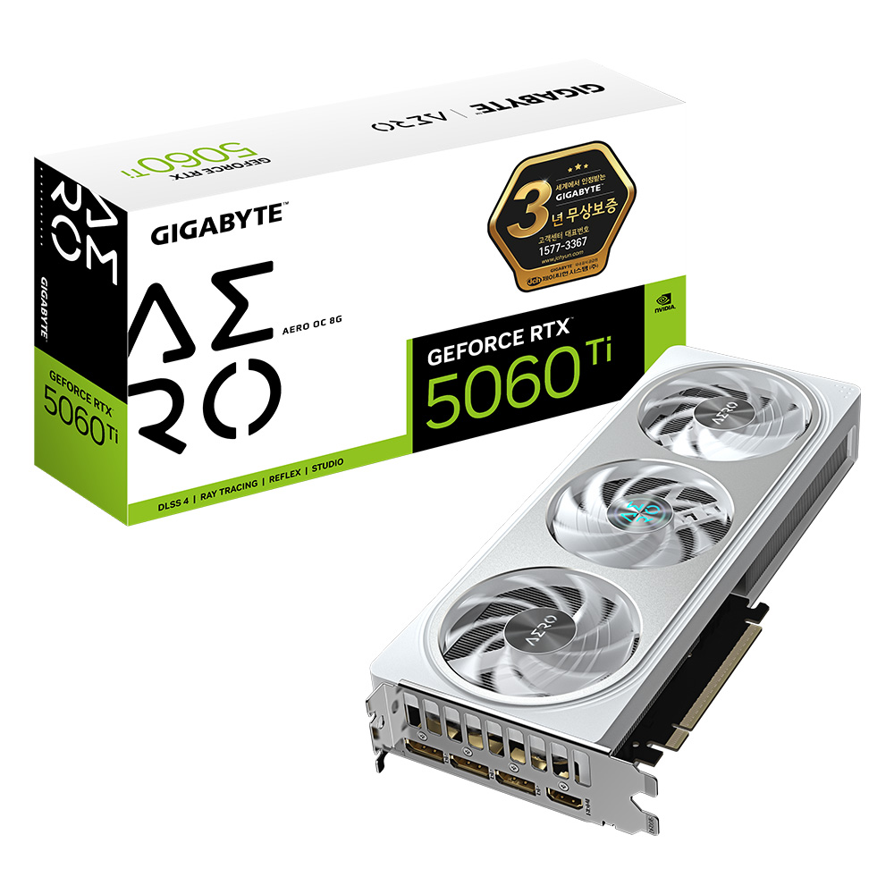 GIGABYTE 지포스 <b>RTX</b> 5060 Ti AERO OC D7 8GB 제이씨현