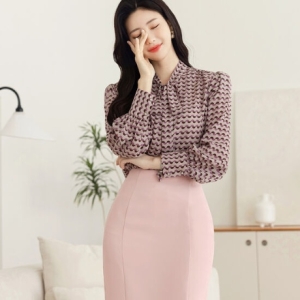 시크라인 바슬러 하프 도트 패턴 블라우스_이미지