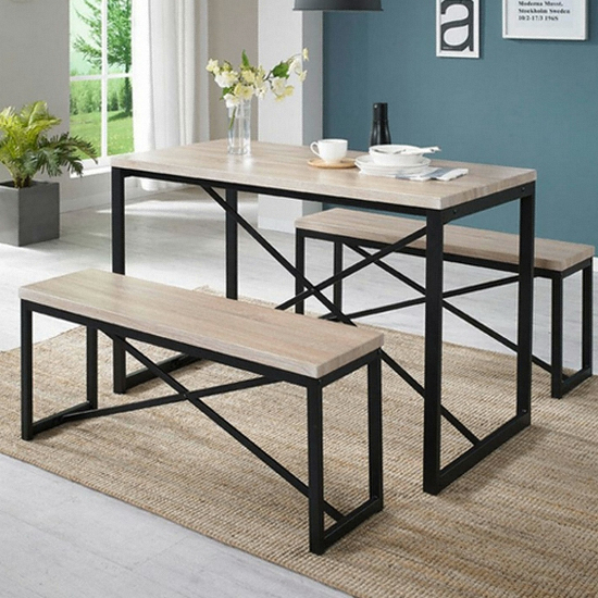 프리메이드 스테이 식탁 1200 (벤치2개)_이미지