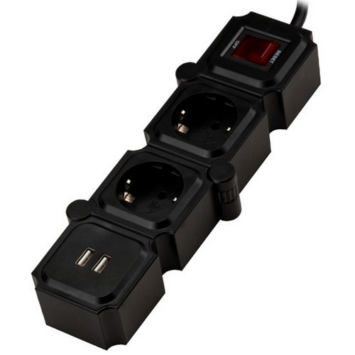 천하지엘씨 파워존 2구 16A USB 고용량 테트리스 멀티탭 (5m)_이미지