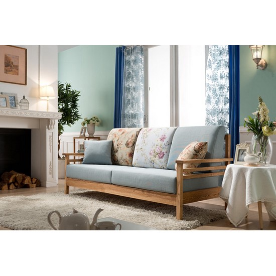 에넥스 ENNEE 로즐리 민트 패브릭 소파 3인용 (스툴별도)