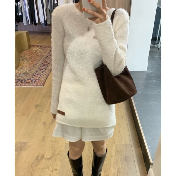 썸웨어버터 SOMEWHEREBUTTER Boucle Long Sleeve Knit Ivory S5FKN09IVF 391733_이미지