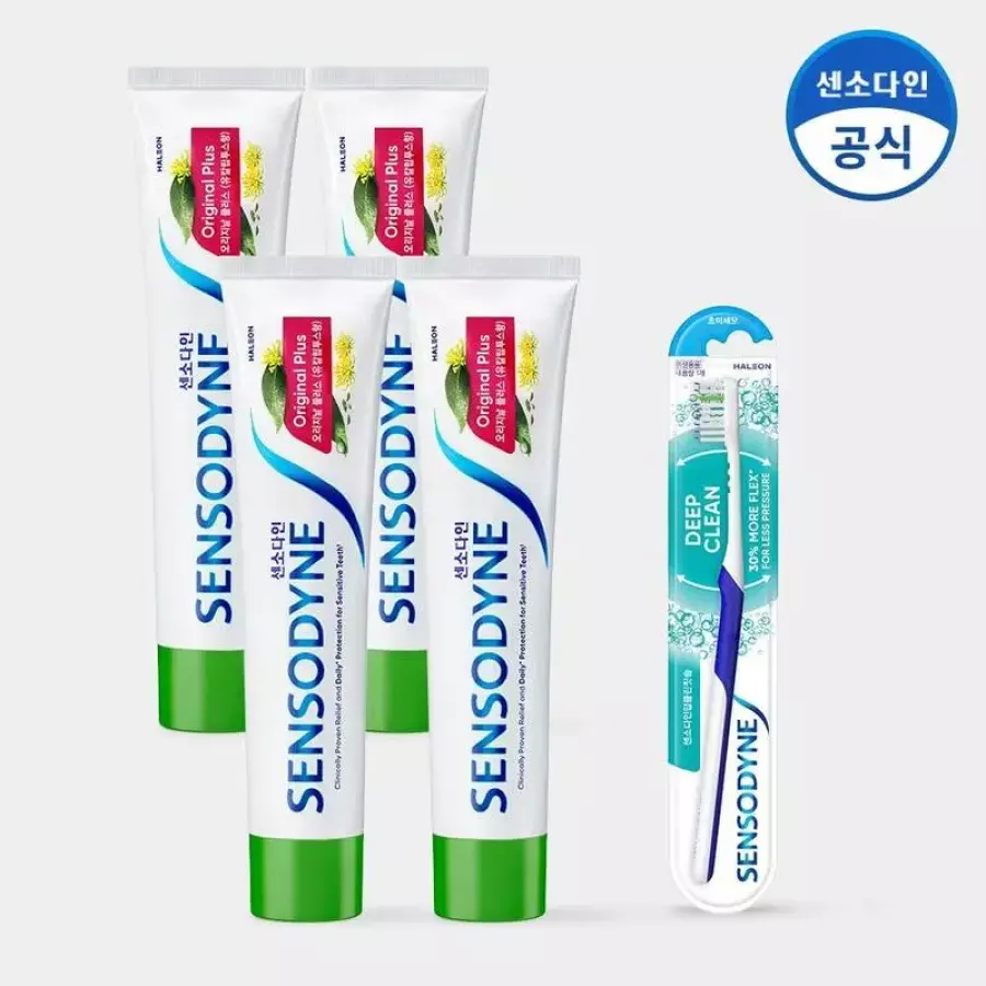 오리지널 플러스 치약 100g x 4개 + 딥클린 칫솔