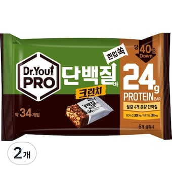 오리온 닥터유 프로<b>단백질</b><b>바</b> 크런치 한입쏙 34p 420g 2개