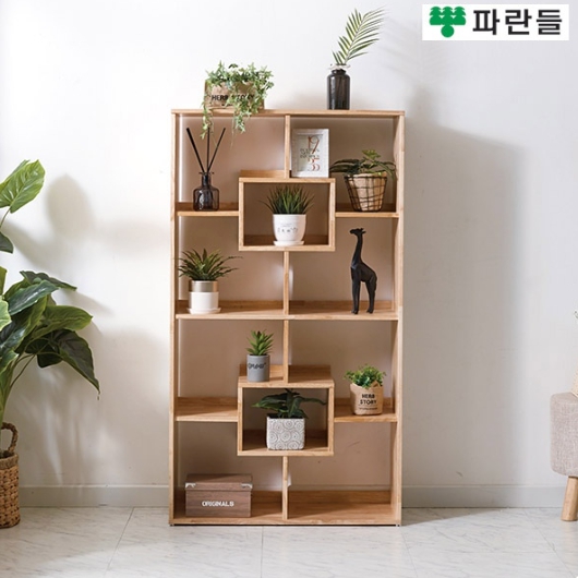 파란들 UV코팅 고무나무원목 스퀘어 4단 B형 책장 800